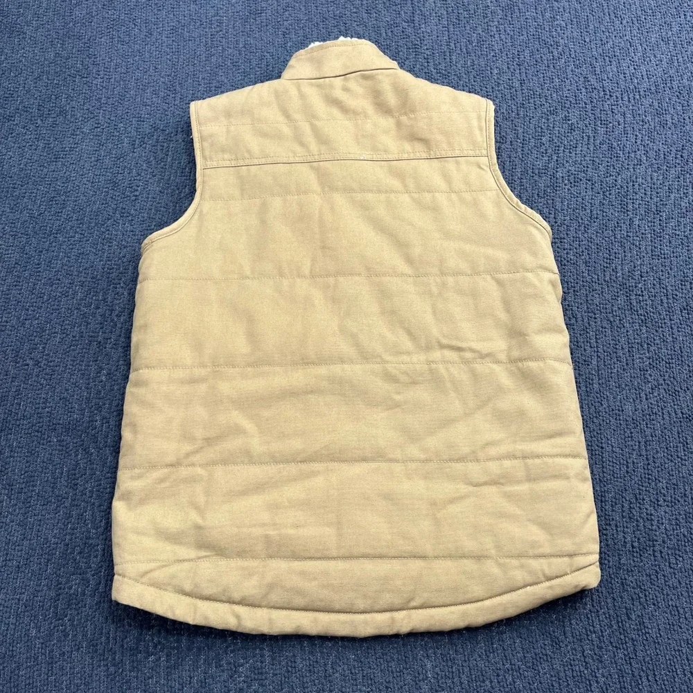 Eddie Bauer Kids Tan Canvas Sherpa Lined Quilted Puffer Vest‎ Size 14/16 XL